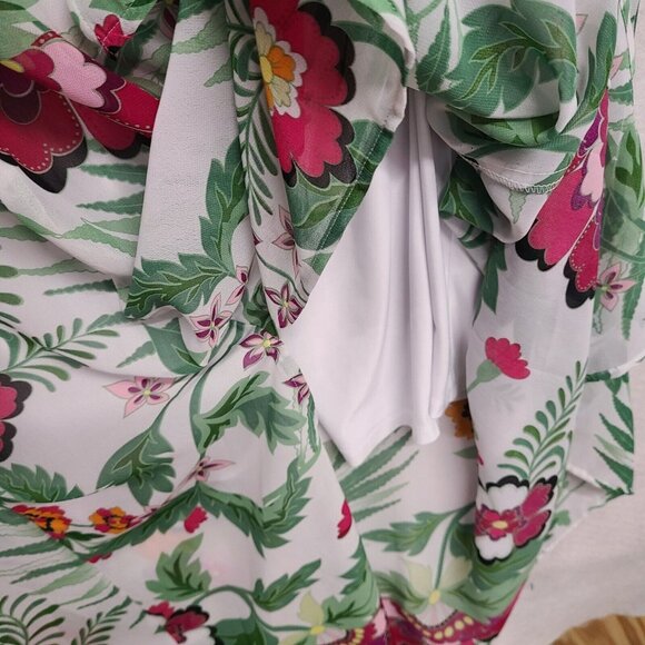 Kate  Mallory Womans 1X Floral Print Maxi Dress Draped Back Front Slits … - Picture 6 of 8
